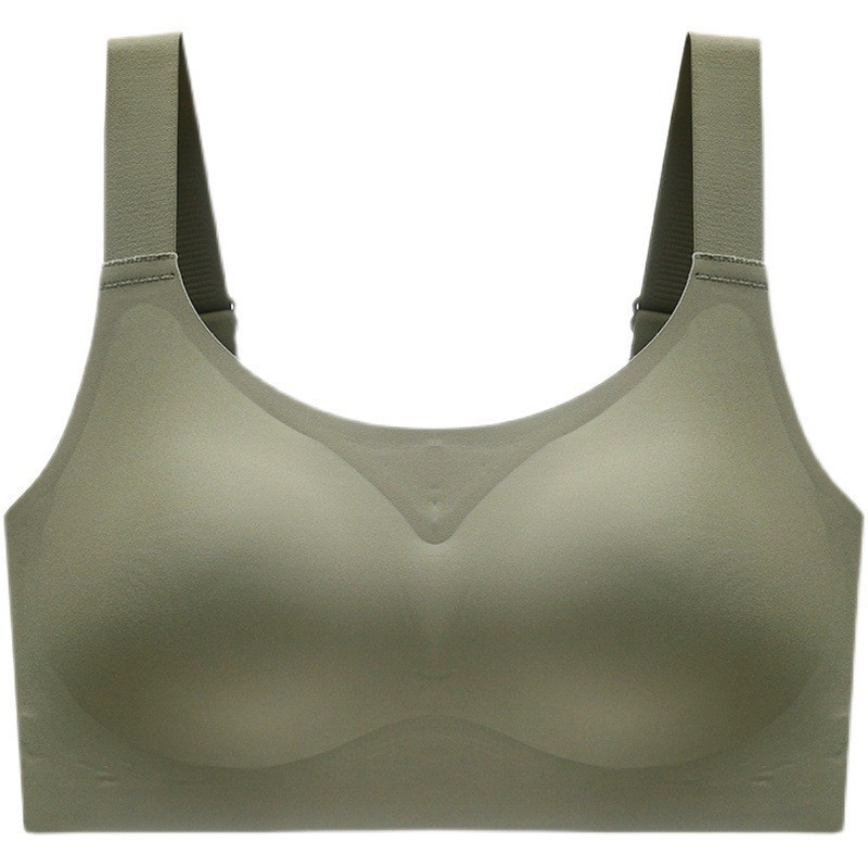 Correa de hombro grande actualizada más gel sin marcas ropa interior grande para mujeres pecho pequeño anti-caída sin anillo de acero sujetador
