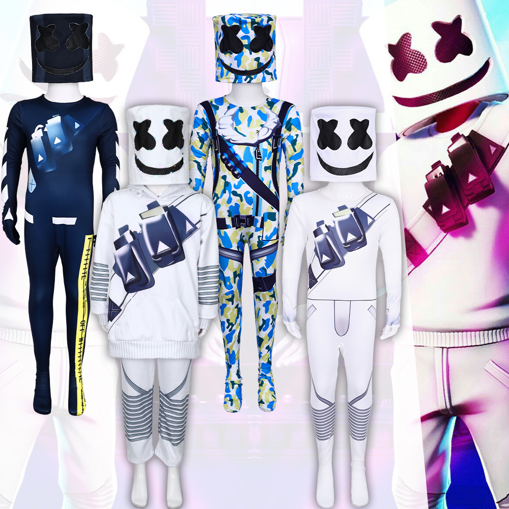 跨境万圣节DJ棉花糖Marshmello卫衣套装cos电音角色扮演舞台表演