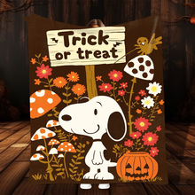 2025法兰绒毛毯万圣节卡通数码印花午睡盖毯加厚休闲万圣节限定款