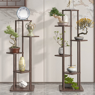 Solid Wood Display Rack Chinese-Style Small Multi-Treasure Cabinet Purple Clay Teapot Tea Set Shelf Storage Rack Ornament Display Stand