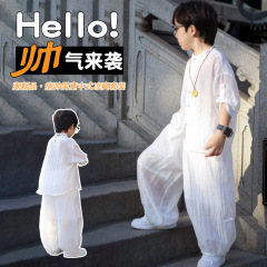 男の子スーツ夏服 2025 新しい男の子新中国風薄い唐装子供服夏古代スタイル漢服