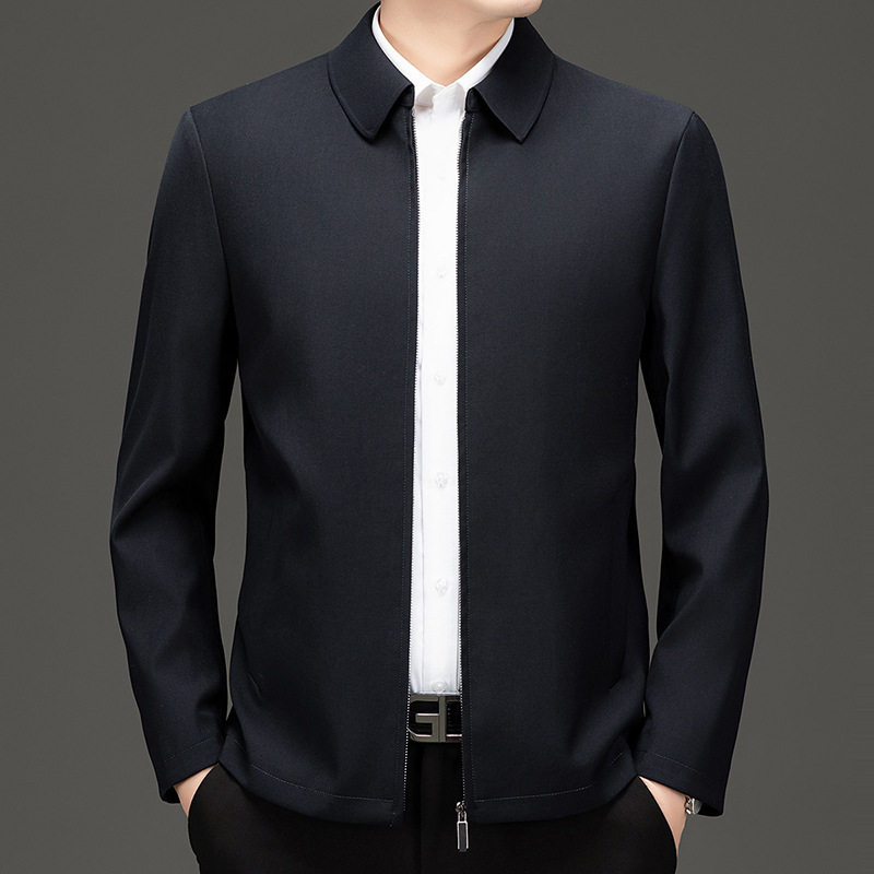 High-grade Wool Jacket Men's 2025 Spring and Autumn Thin Non-ironing Official Middle-aged and Old Dad's Coat Business Casual Jacket