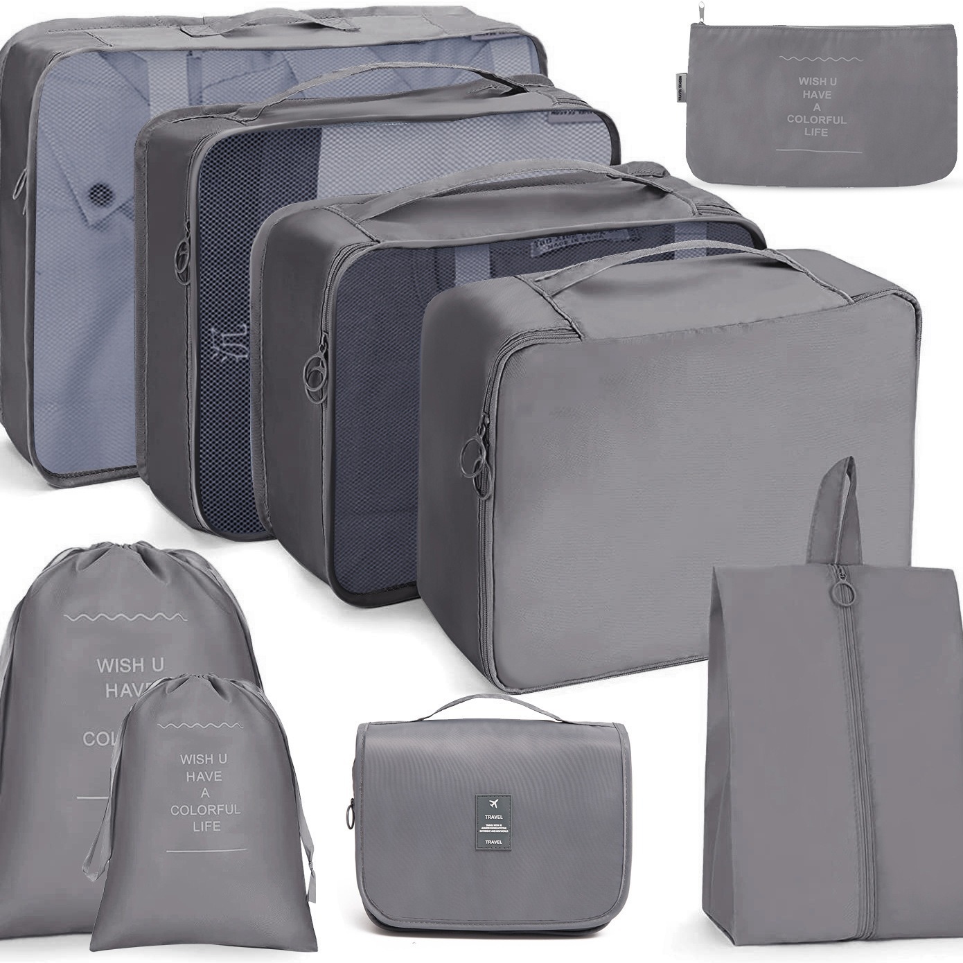 Bolsa de almacenamiento de viaje traje de seis piezas de siete piezas de ocho piezas plegable bolsa de lavado bolsa de almacenamiento de ropa bolsa de viaje con cordón