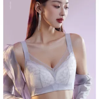 6966无钢圈全罩杯薄CD杯大胸显小抹胸上托按摩颗粒收副乳调整内衣