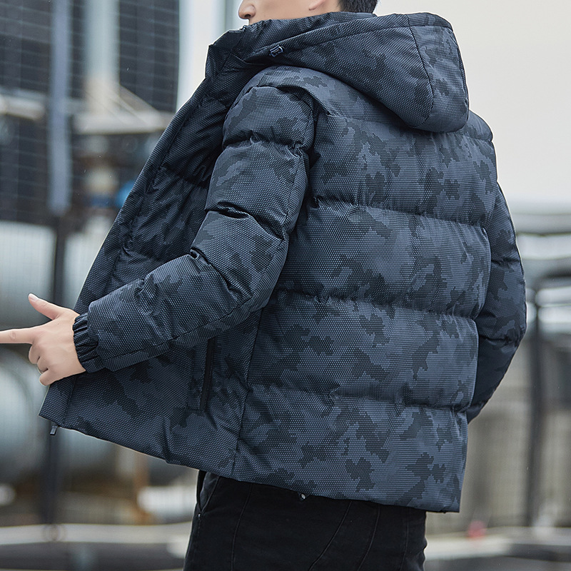 2024 Winter Camouflage Cotton-padded Coat for Men Couple Loose Thickened Vertical Collar Bread Coat Warm Hooded Coat