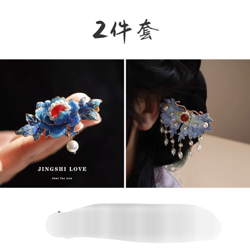 可爱夹子小发夹后脑勺蜻蜓汉服发饰画精致原创边夹珐琅百搭仙美无|undefined