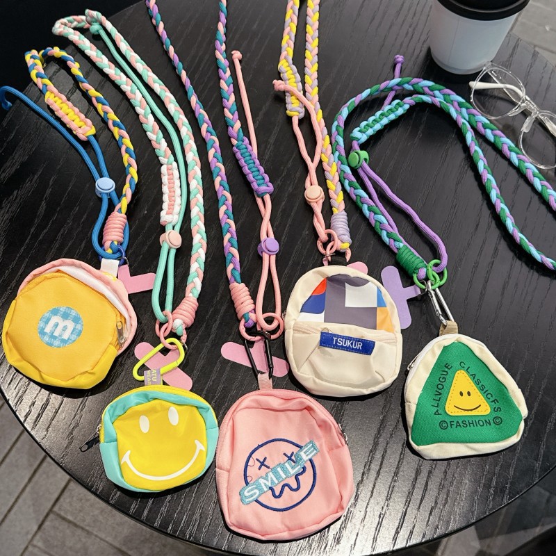 Dopamine-colored phone case with adjustable lanyard, crossbody portable charm, storage bag, multi-functional anti-loss fashion women's bag