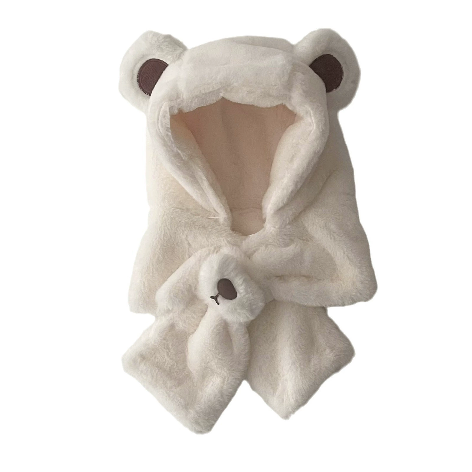 Детская Velvet Bear Hood шапка и шарф набор для мальчиков - корейский стиль, ветронепроницаемый, ушки-медведя