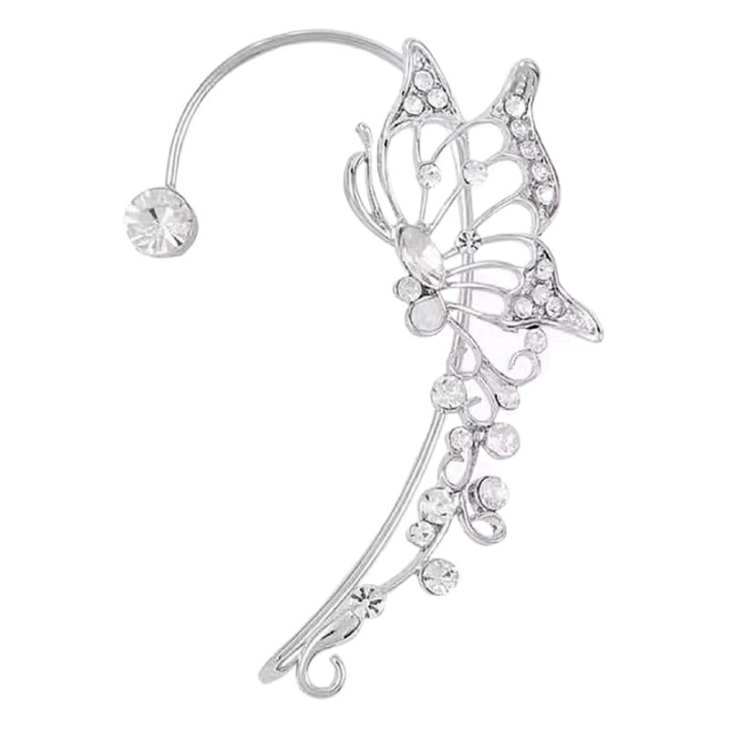 Трансграничные горячие продажи Полые циркон бабочка зажим для ушей Фея цельный темперамент серьги клип для ушей оптом