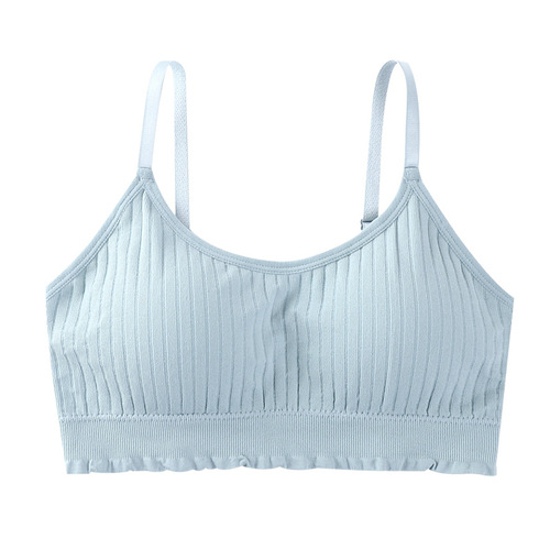 韩版纯色吊带背心女无钢圈固定杯内衣女小胸聚拢上托裹胸运动文胸