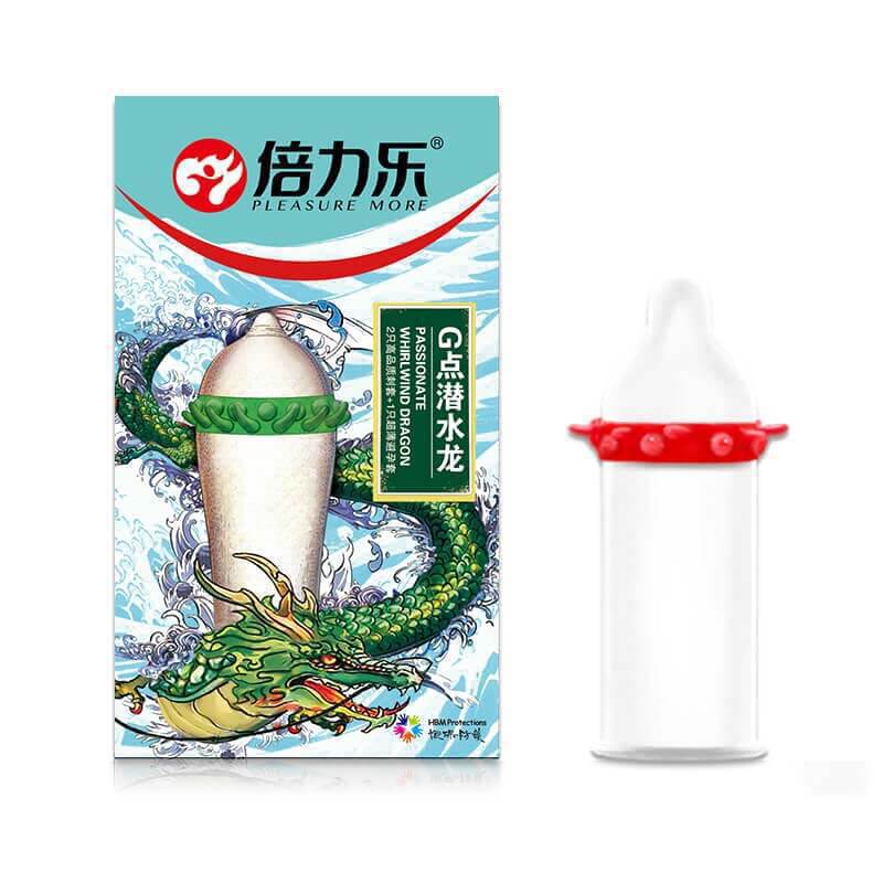 Peilixiao cuatro dragones espinosos con condón de interés, condón de pasión ciclón, dragón de cabeza, tiranosaurio para uso humano.
