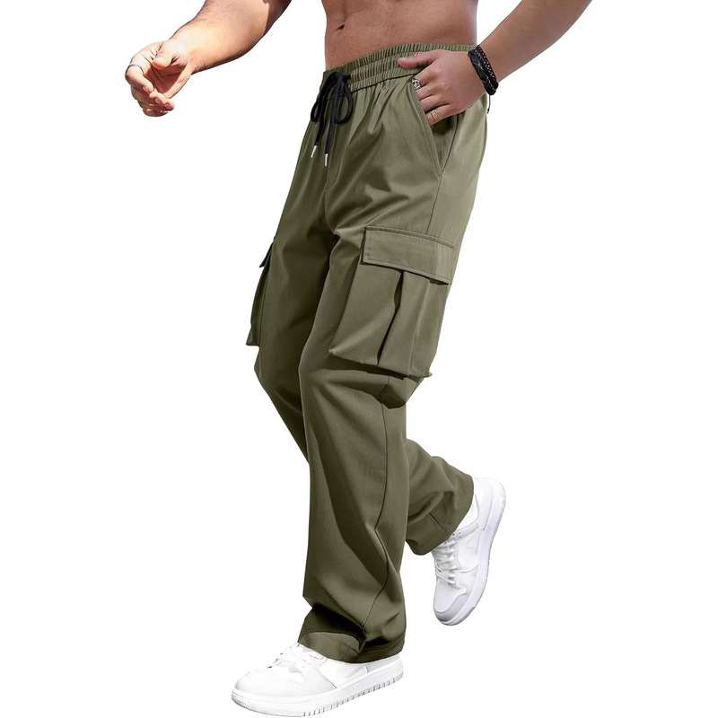 Men's New Casual Cargo Pants for Export, Jogging Sports Pants, Versatile Multi-Pocket Drawstring Long Pants, in Stock Men's New Casual Cargo Pants for Export, Jogging Sports Pants, Versatile Multi-Pocket Drawstring Long Pants, in Stock