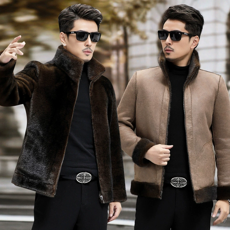 Velvet double-sided keep warm coat, for middle age