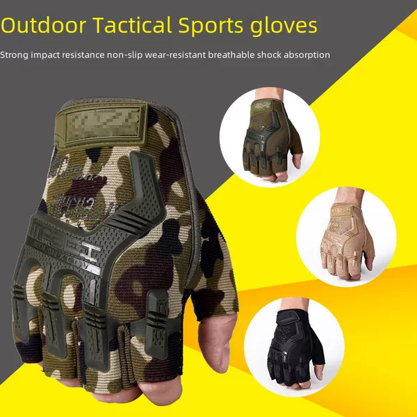 Factory outdoor cycling sports tactical gloves men's non-slip wear-resistant military fan seal protection half finger bicycle gloves
