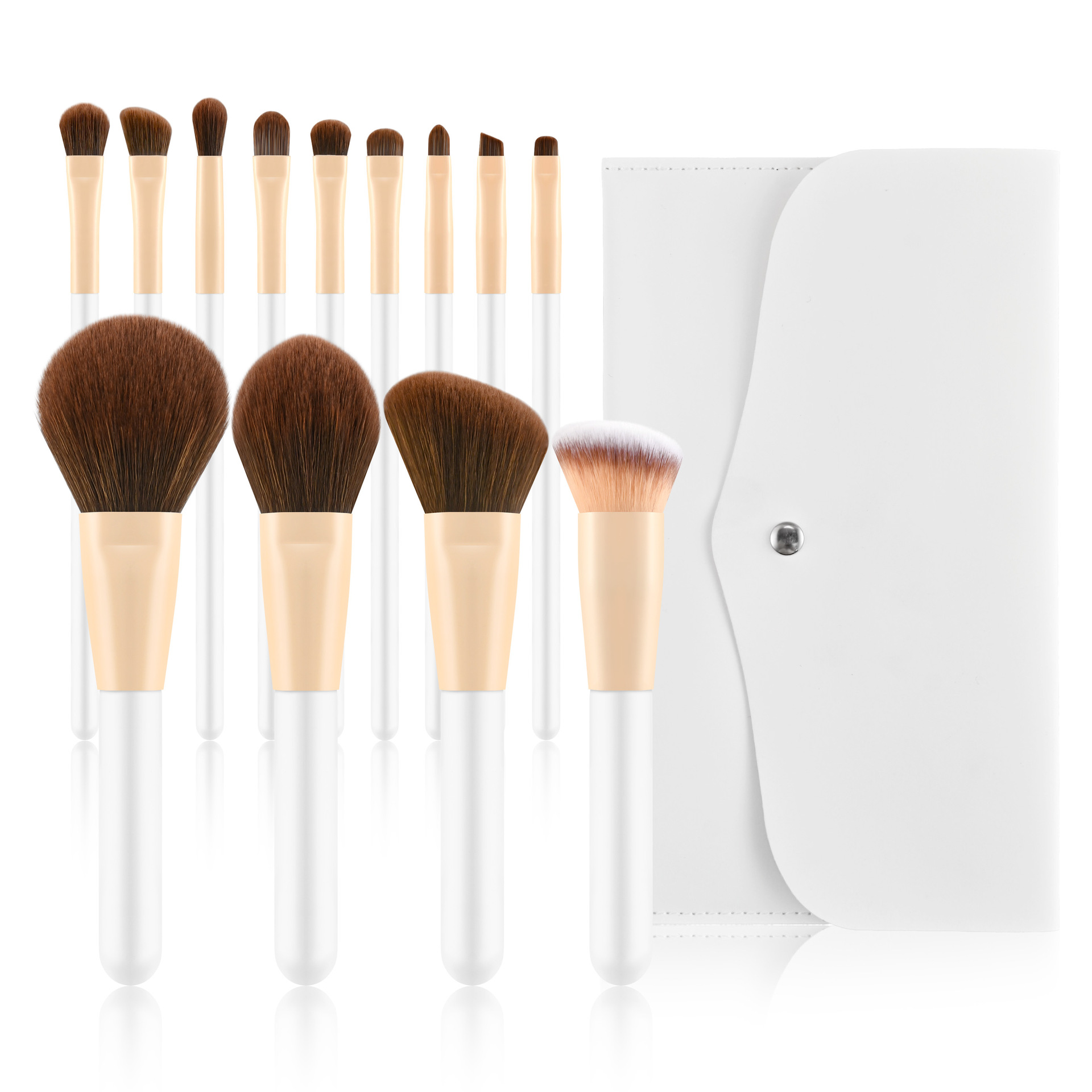 13 pieces of white poppy brown hair and white hidden buckle bag