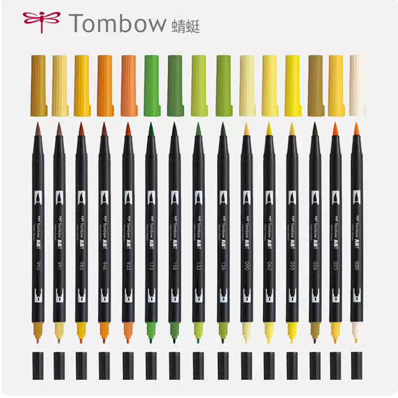 Japanese Dragonfly Double Head Design Watercolor Pen Color Brush Marker AB-T 54 Color Yellow Green Blue Purple Japanese Dragonfly Double Head Design Watercolor Pen Color Brush Marker AB-T 54 Color Yellow Green Blue Purple
