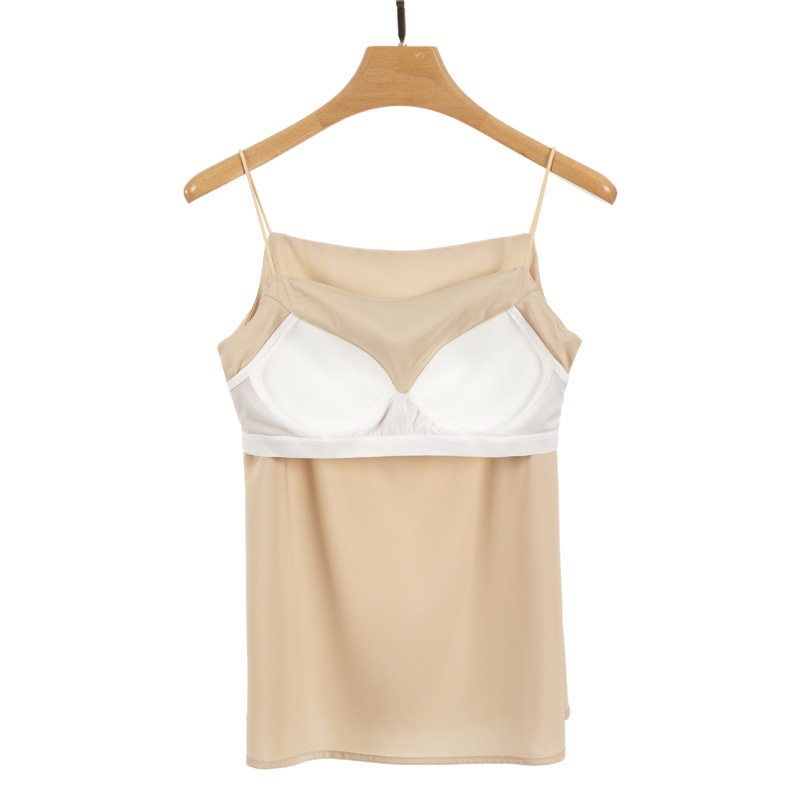 0304新型の一字襟の氷糸のストラップのベストの女性は胸のパッドを持っています。
