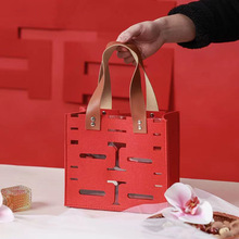 镂空喜字毛毡包红色毛毡伴手礼结婚回礼喜糖袋新娘包彩礼钱袋