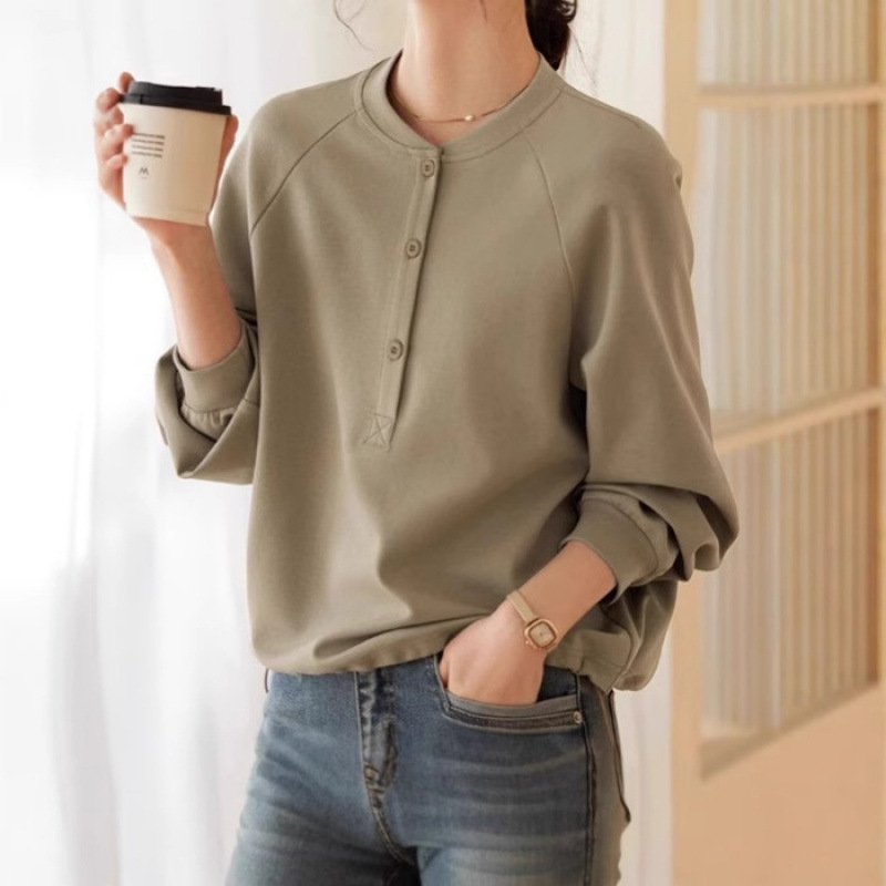 Simple Long-Sleeved Sweatshirt for Spring and Autumn 2026 New Style Versatile Work Clothing Korean Style Casual Loose Design Round Neck Top for Women Simple Long-Sleeved Sweatshirt for Spring and Autumn 2026 New Style Versatile Work Clothing Korean Style Casual Loose Design Round Neck Top for Women