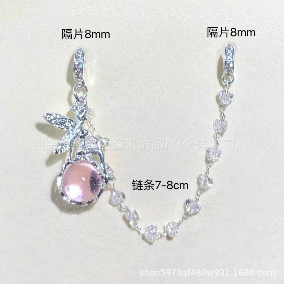 14K Gold-Plated Crystal DIY Accessories Fairy Goddess Pendant Spacer Beads Chain Bracelet Necklace with Chinese Style Jewelry Beads