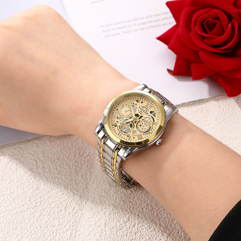 Chennuo one-piece drop-shipping waterproof luminous hollow men's watch with steel strap, quartz watch, popular foreign trade watch Chennuo one-piece drop-shipping waterproof luminous hollow men's watch with steel strap, quartz watch, popular foreign trade watch