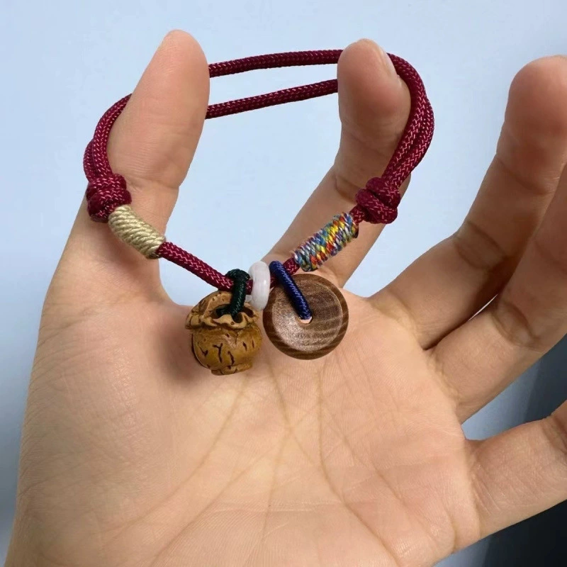 Новый браслет с пряжкой из персикового дерева, красная веревка для взрослых и детей, безопасный подарок ручной работы для пар в год рождения