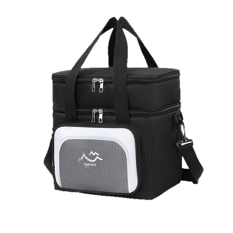 Bolsa de almuerzo de doble capa portátil bolsa de aislamiento térmico bolsa de picnic al aire libre bolsa de almuerzo transfronteriza para trabajadores de oficina con bolsa de comida