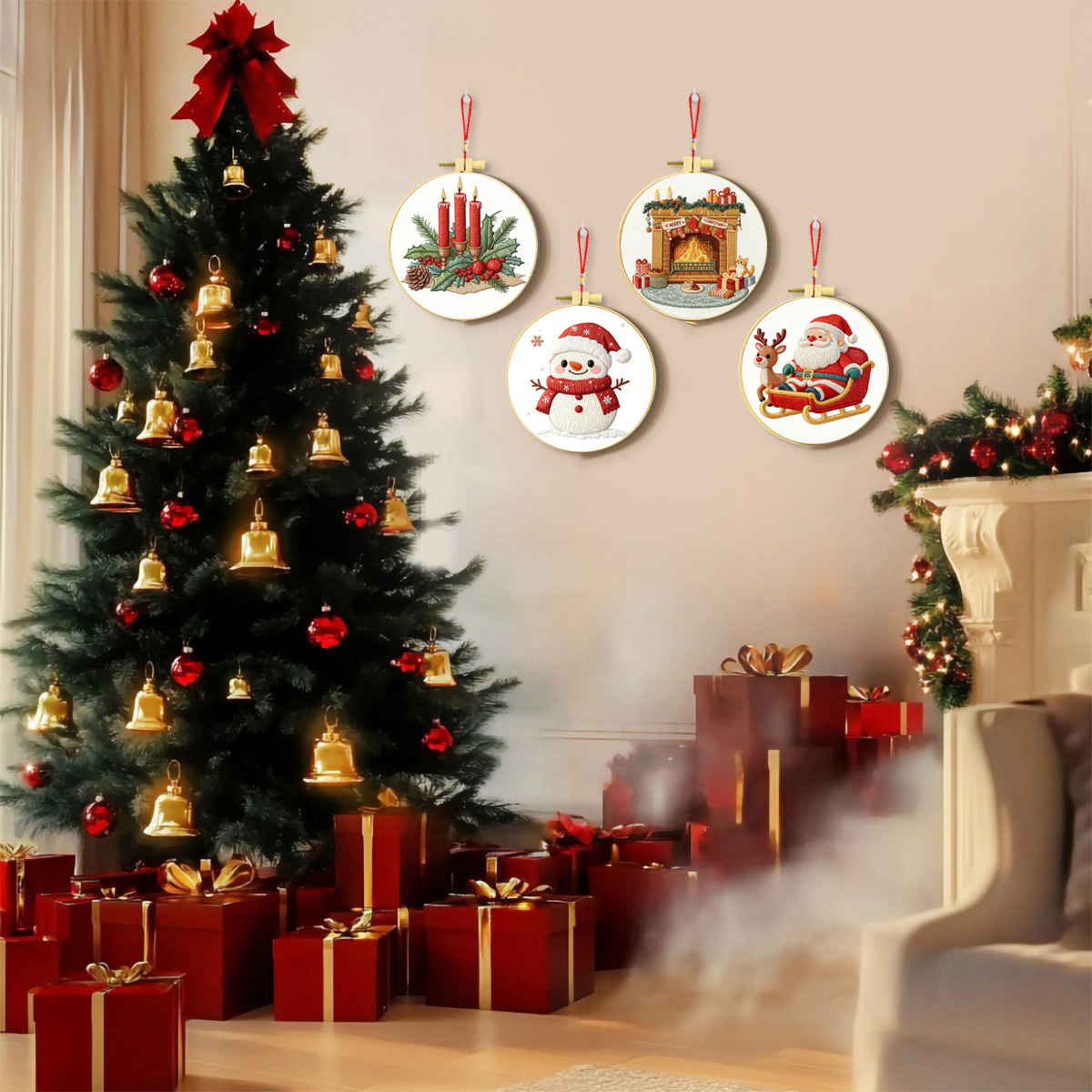 Nuevo bordado transfronterizo de Navidad DIY set de bordado de Navidad set de cuatro piezas decoración festiva