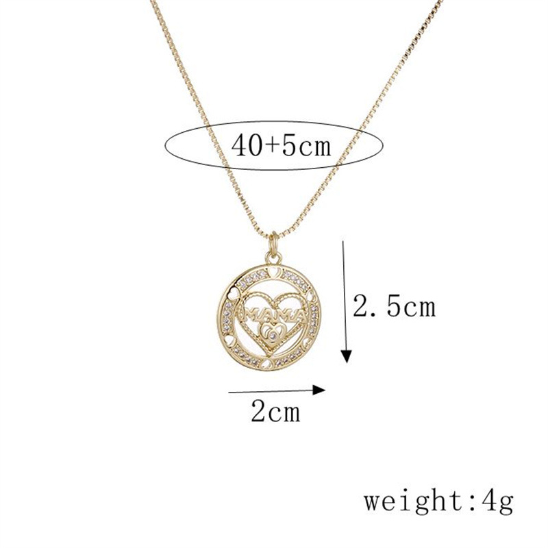 Fashion Heart-shaped Mama Pendant Zircon Star Copper Necklace display picture 1