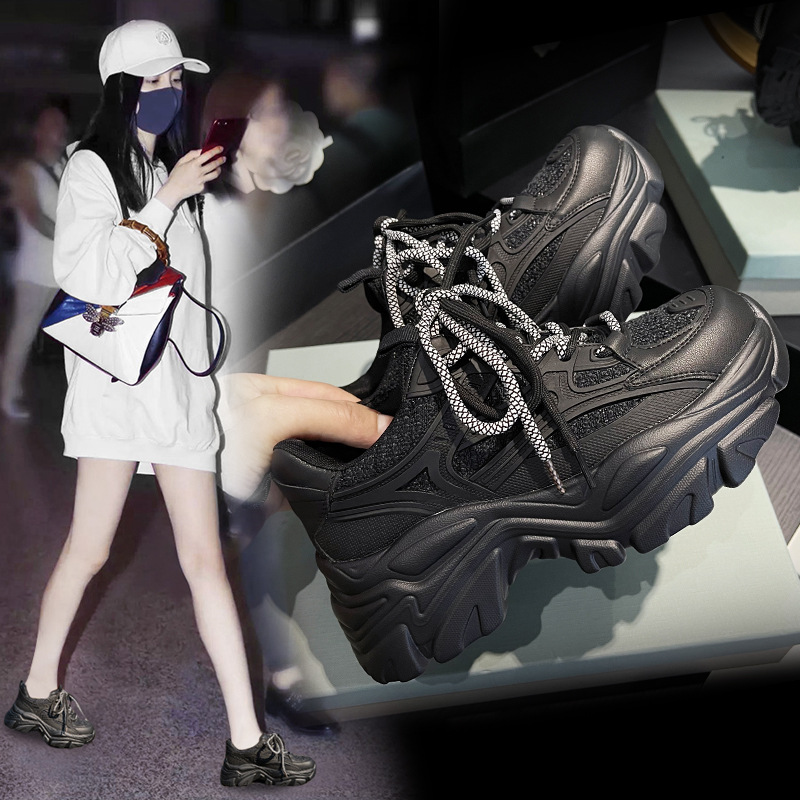 Spring Hot-Selling Dad For Women Fashionable Comfortable Thick-Soled Height-Increasing Sneakers Casual Versatile White_vogvips.com