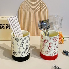 繁花陶磁器箸籠箸籠家庭用箸筒家庭用スプーン箸収納ケース箸入れ棚
