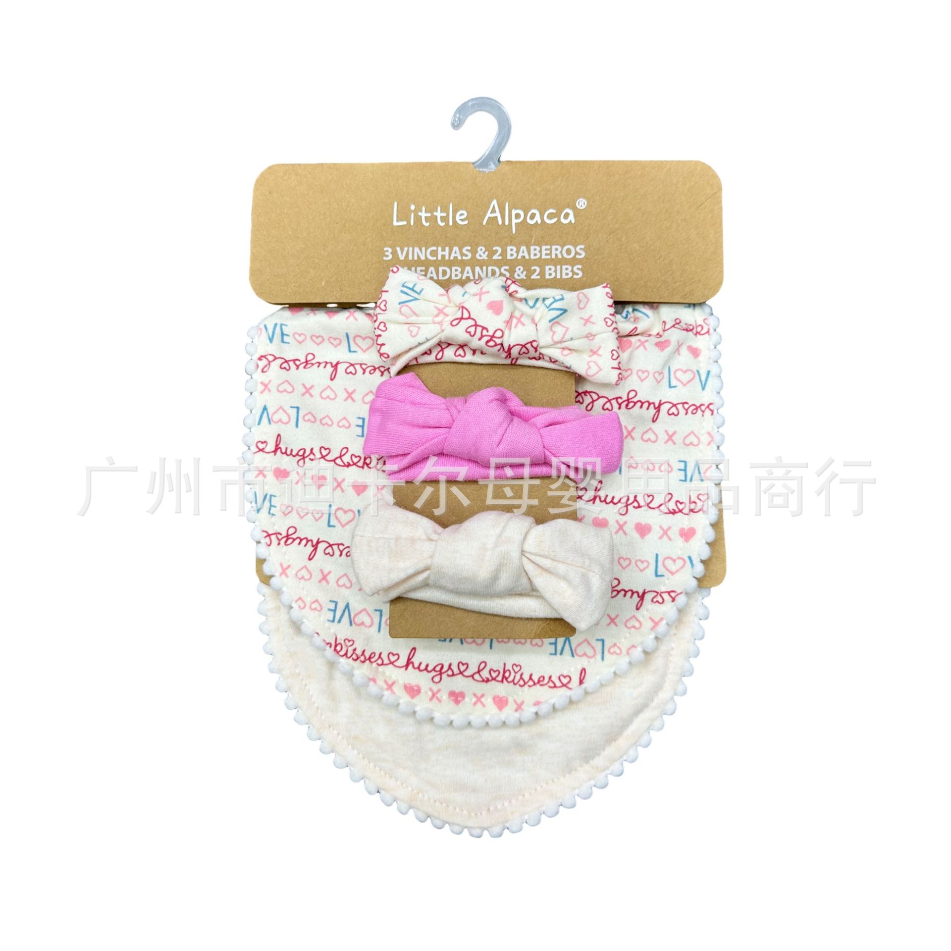 Turbante de saliva para bebé Juego de 5 piezas babero de algodón puro babero absorbente de agua transpirable Accesorios de encaje para niños recién nacidos Color mezclado