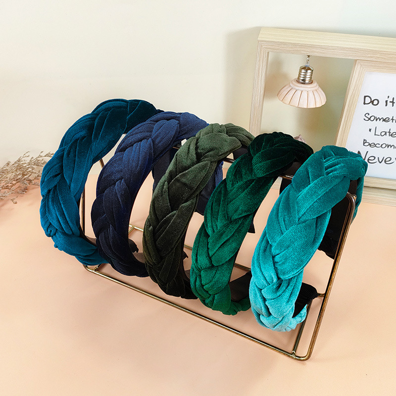 Corea del Sur Dongdaemun Otoño e Invierno nueva diadema de terciopelo simple ancho borde moda horquilla alta cráneo superior giro trenza diadema