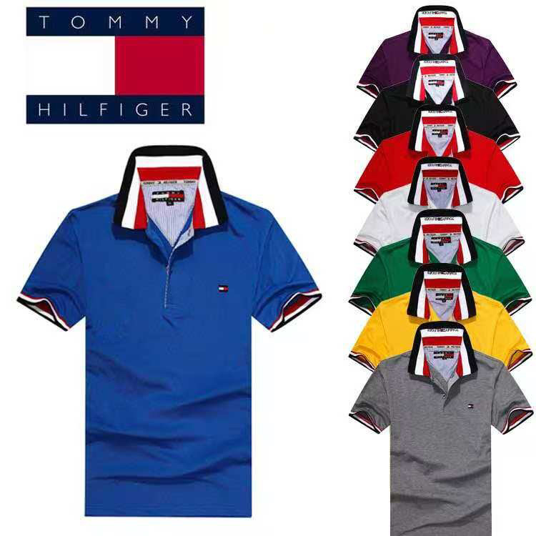 Tommy Hilfiger Contrast Collar Polo Shirt Blue