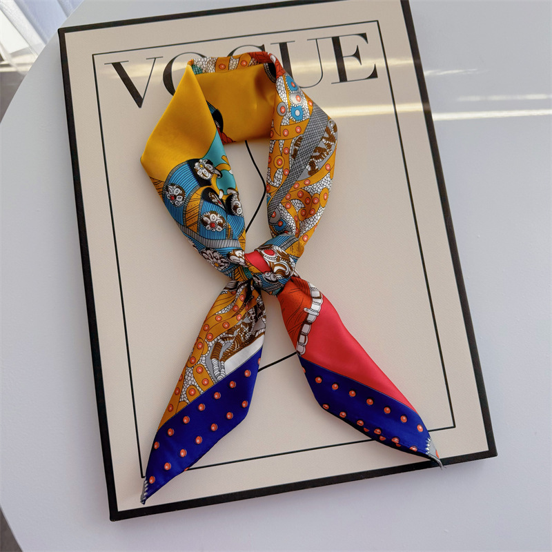 Bufandas de seda para mujeres primavera y otoño bufandas de moda para mujeres bufandas de cuello para maestros y empleados regalos de impresión de lujo ligero