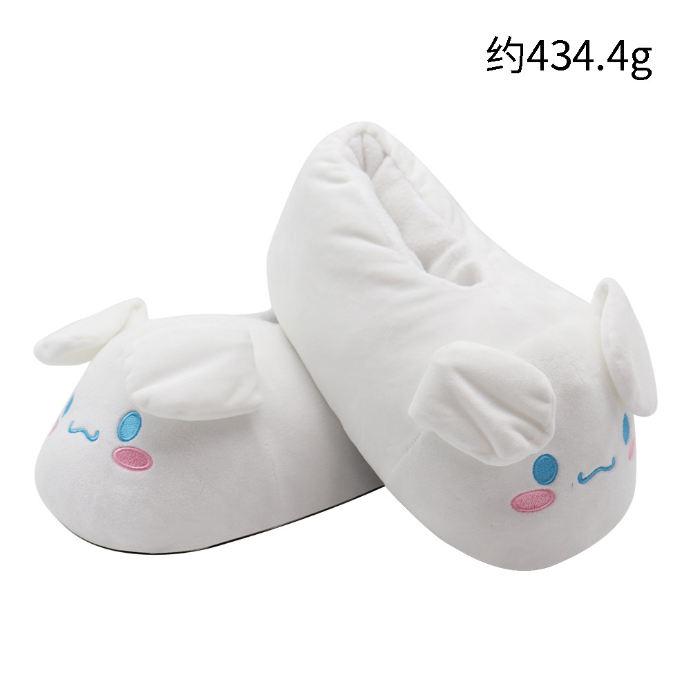 Zapatillas de orejas grandes, trapeador de algodón con orejas en movimiento, lindo perro de dibujos animados, todo incluido, cálido, antideslizante, zapatillas de lana, invierno