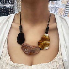 树脂片时尚项链秋冬穿搭毛衣链可调节绳子锁骨链简约项饰厂家直销