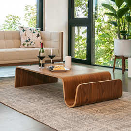 设计师Scando Table大弯木茶几简约现代创意客厅原木方形N咖啡桌