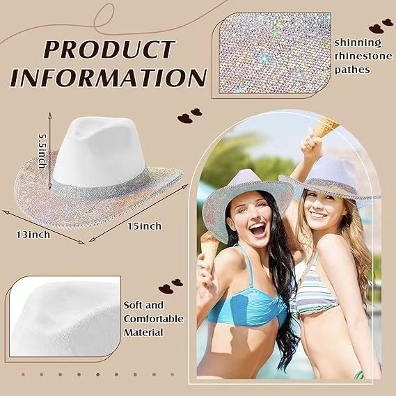 Sombrero de vaquero retro americano de verano, gorro de brillo grande, gorro británico, gorra de mujer