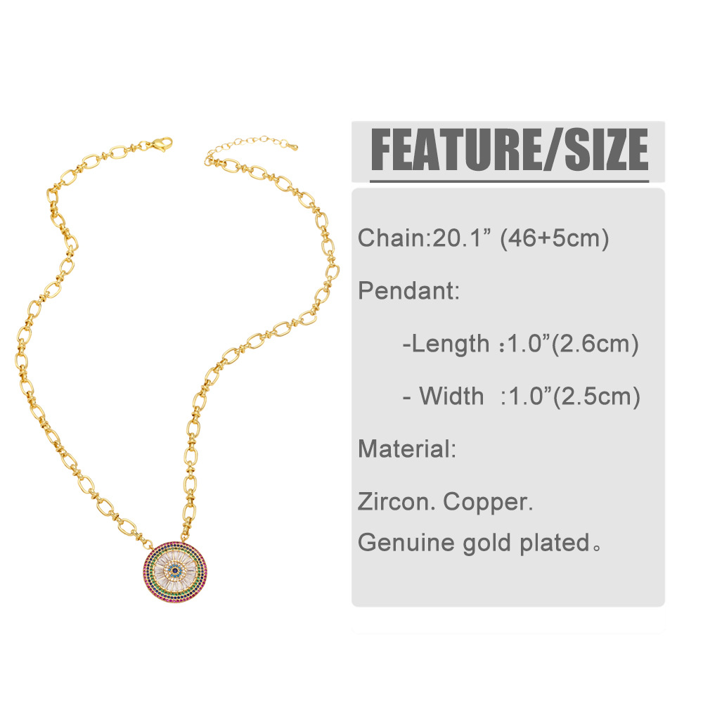 Retro Eye Copper Necklace Inlaid Zircon Zircon Copper Necklaces display picture 1