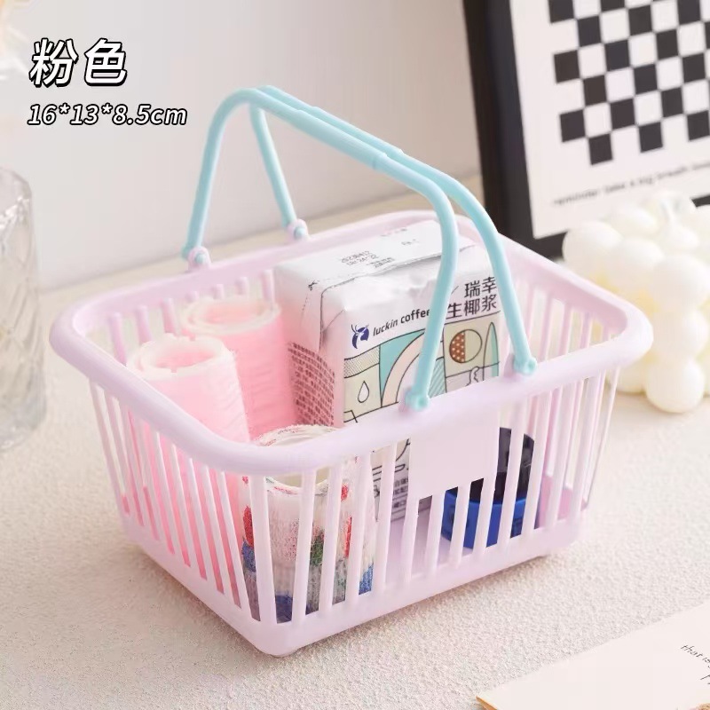Cesta de almacenamiento portátil macarón encantadora rosa de corazón de niña pegatinas de papelería accesorios de escritorio cesta de almacenamiento