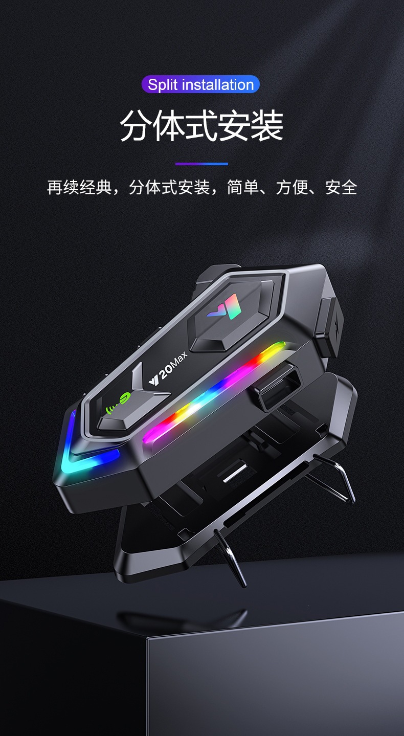 Cross-Border Hot-Selling Y20Max Intercom Helmet Bluetooth Headset Waterproof Dustproof Noise-Cancelling Motorcycle Helmet Headset