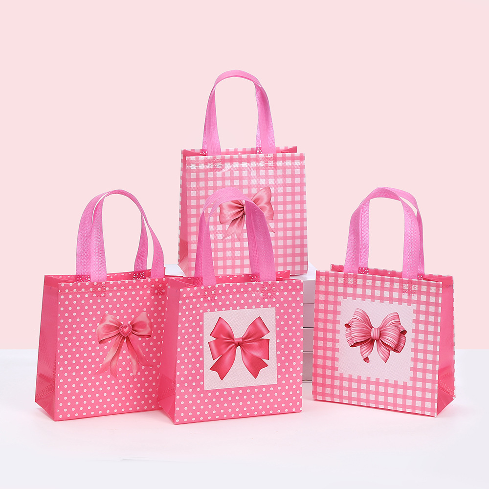 蝴蝶结主题无纺布覆膜礼品包装袋派对礼物袋手提袋防水袋