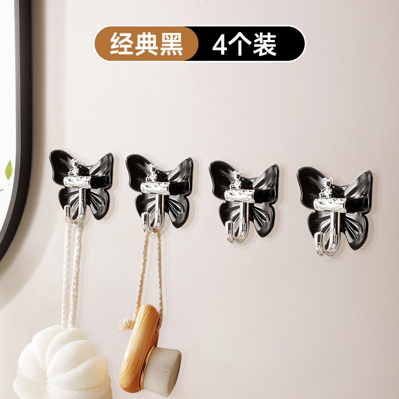 Gancho de mariposa de oso de lujo ligero, adhesivo, fuerte soporte de peso, sin perforación, cocina, baño, puerta de baño, gancho adhesivo que no deja marcas detrás