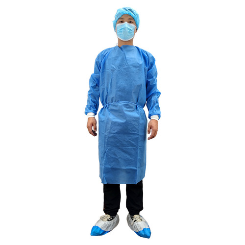 Disposable blue SMS protective suit, thick and breathable non-woven workwear, dust-proof reverse wear isolation garment