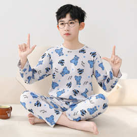 中大童家居服纯棉儿童青少年学生长袖长裤春秋款男童卡通睡衣套装