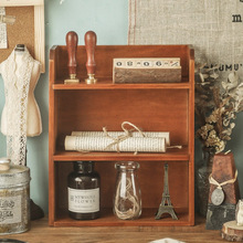 Z桌面杯子收纳盒zakka办公桌木柜木制化妆品壁挂式挂墙复古置L