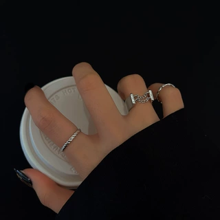 韩版复古三件套素圈戒指女ins嘻哈风个性指环戒潮人关节戒手饰品