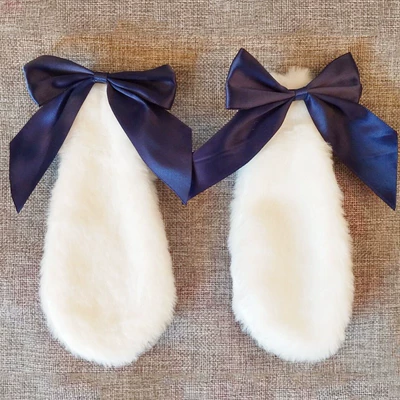 Motosiklet dəbilqələri – rabbit ears, trendy and cute - white-ear-navy-blue-bow-velcro