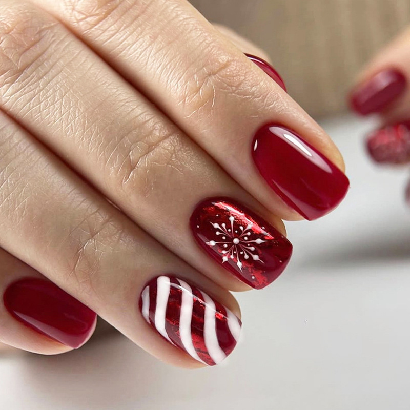 Christmas Wearable Nails Short Style Autumn and Winter European and American Foreign Trade Nail Art Fake Nails Factory Wholesale Ins Style Wearable Nails Christmas Wearable Nails Short Style Autumn and Winter European and American Foreign Trade Nail Art Fake Nails Factory Wholesale Ins Style Wearable Nails